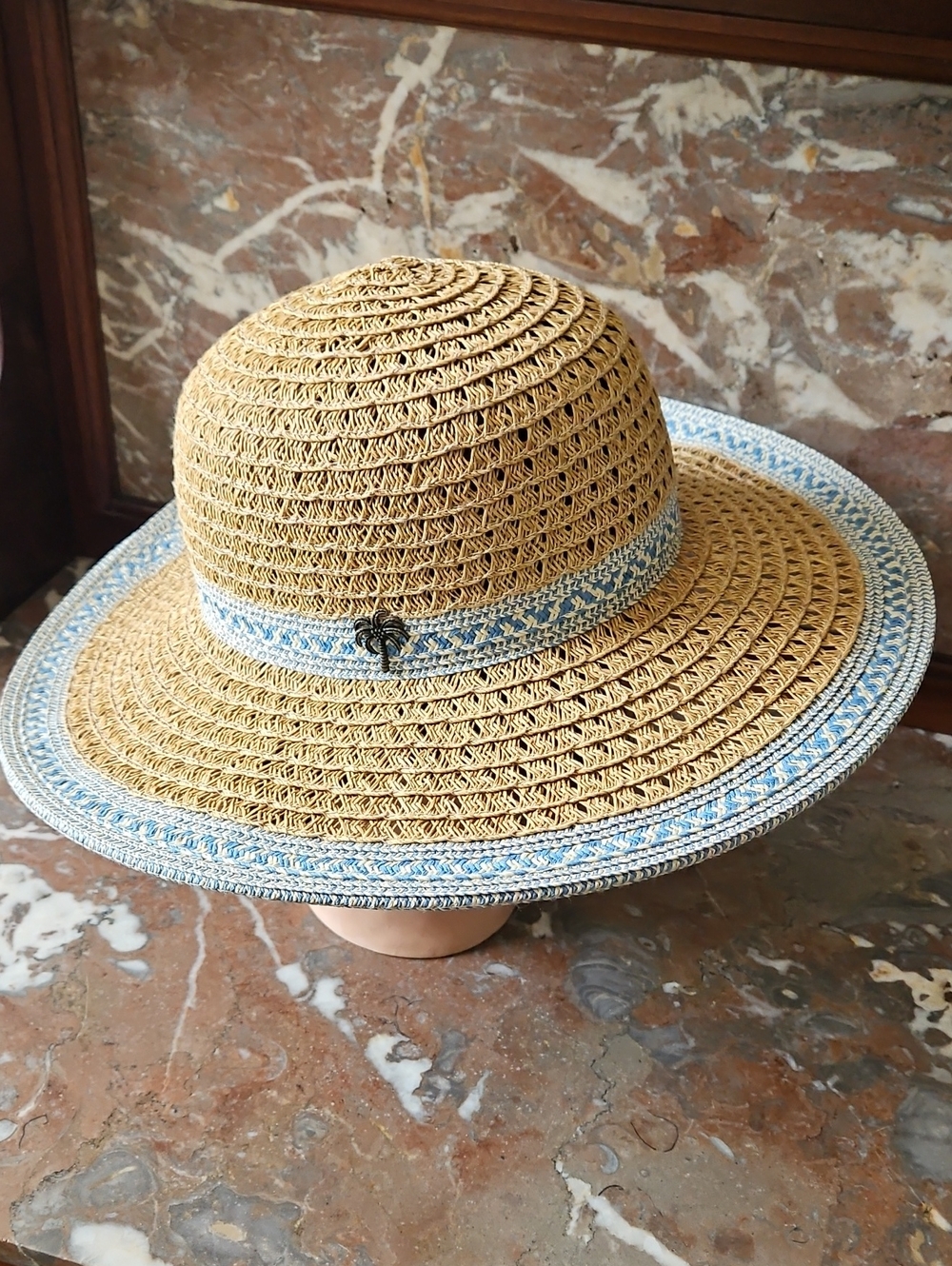 Sun N Sand Headware Straw Sun Hat with Blue Trim